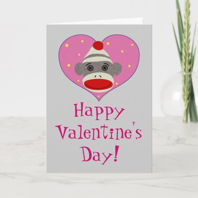 I Heart Sock Monkey Card Feiertagskarte (Vorderseite)