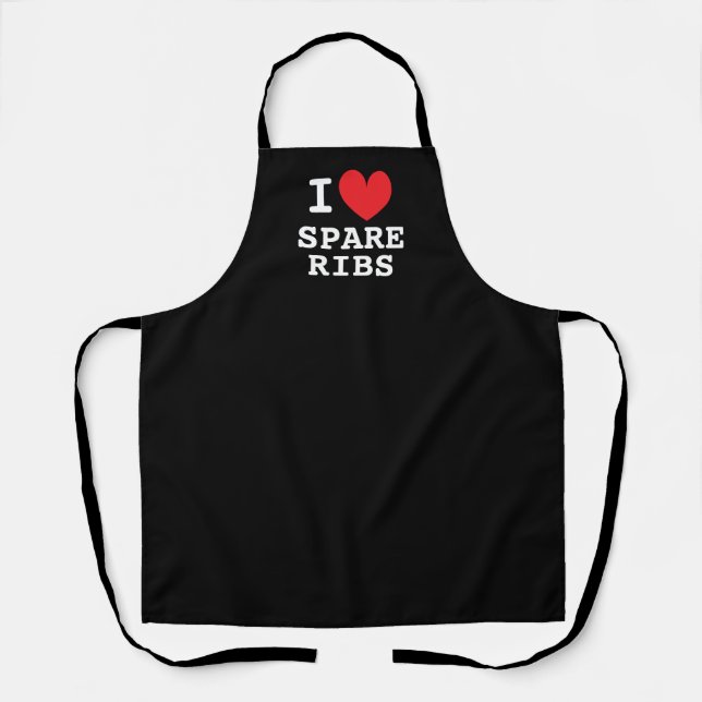 I heart spare ribs black BBQ apron for chef cook Schürze (Vorderseite)