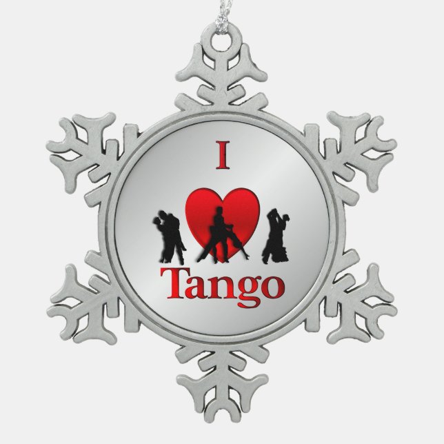 I Heart Tango Tanz Pewter Snowflake Ornament (Vorderseite)