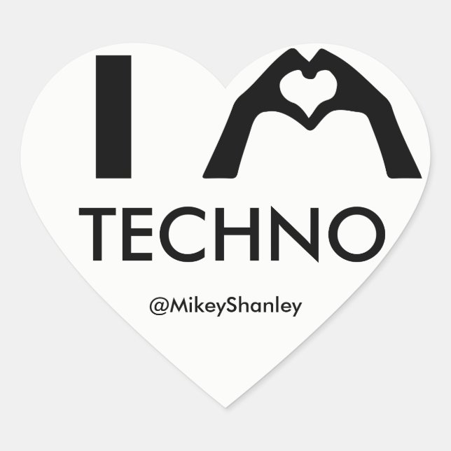 I HEART Techno Sticker (Vorderseite)