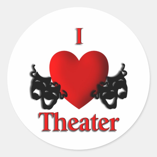 I Heart Theater Runder Aufkleber (Vorderseite)