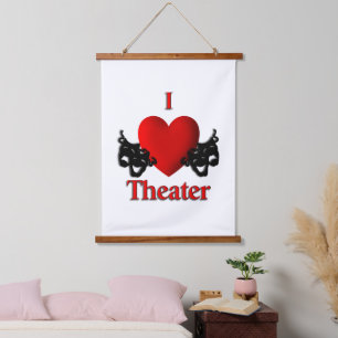 I Heart Theater Wandteppich Mit Holzrahmen