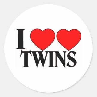 I Heart Twins Runder Aufkleber
