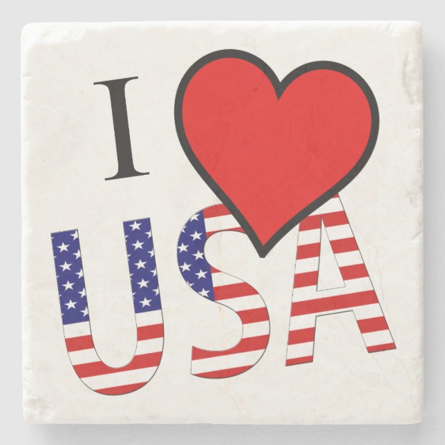I Heart USA Overlay Coast Steinuntersetzer (Vorderseite)
