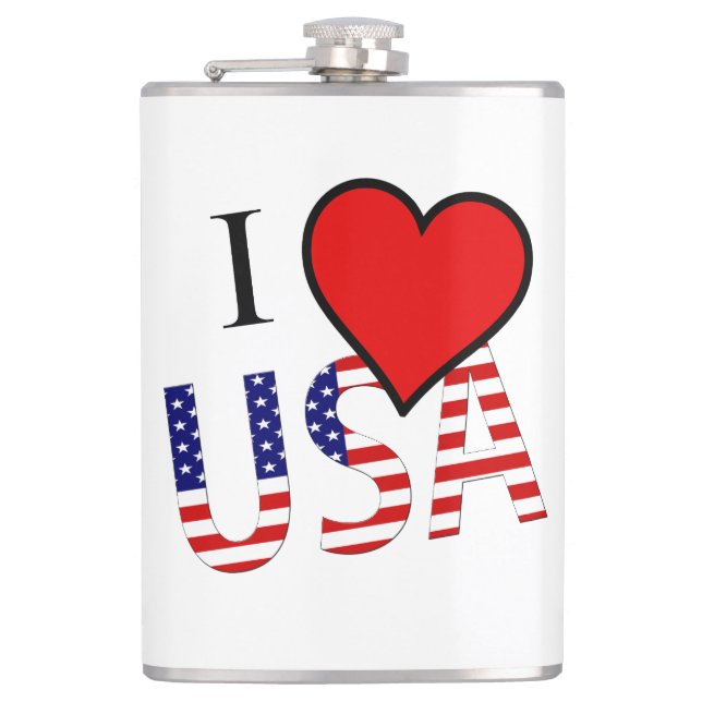 I Heart USA Overlay Flachmann (Vorderseite)