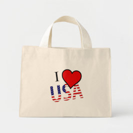 I Heart USA Overlay Text Mini Stoffbeutel