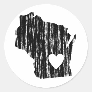 I Heart Wisconsin Grunge Worn Kontur Staat Liebe Runder Aufkleber