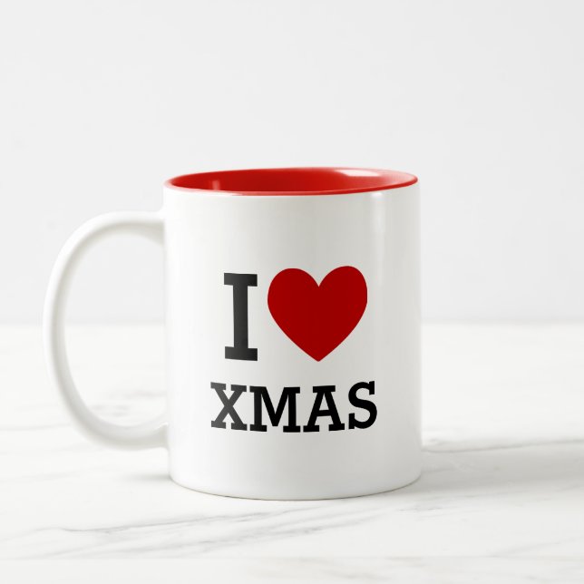 I Heart XMAS Two-Tone Coffee Mug Zweifarbige Tasse (Links)