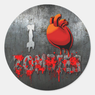 I Heart Zombies Runder Aufkleber