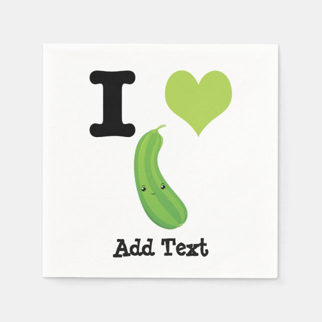 I Heart Zucchini Niedlich Kawaii Zucchini Serviette (Vorderseite)