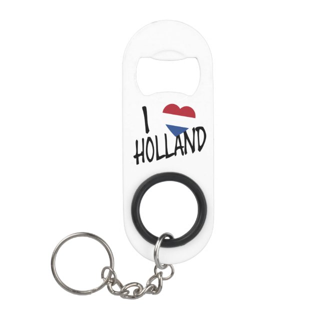 I Heartflag Holland bk on wt bocnt Mini Flaschenöffner (Vorderseite)