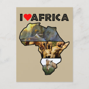 I Heat Africa Wildlife Collage Postcard Postkarte
