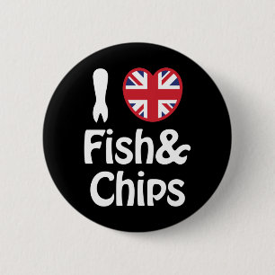 I HERT [Liebe] Schaltfläche Fisch & Chips Button