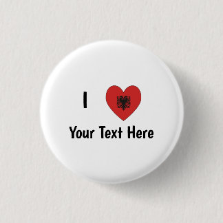I (Herz-Albanische Flagge geformt) Ihr Text Button