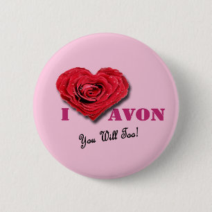 I Herz AVON, das Sie auch werden! rosa Knopf Button