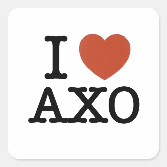 I Herz axo Quadratischer Aufkleber (Vorderseite)
