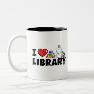 I Herz-Bibliotheks-Tasse Zweifarbige Tasse