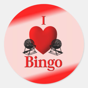 I Herz-Bingo Runder Aufkleber