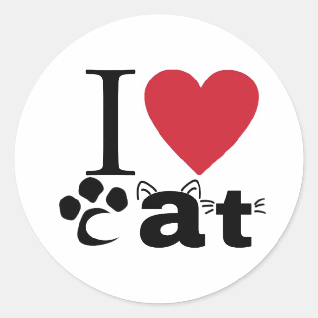 I Herz Cat Sticker (Vorderseite)