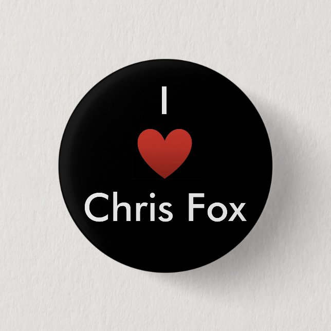 I Herz-Chrisfox-Knopf [Schwarzes] Button (Vorderseite)