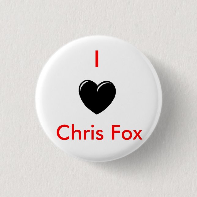 I Herz-Chrisfox-Knopf [Weiß; Art 1] Button (Vorderseite)