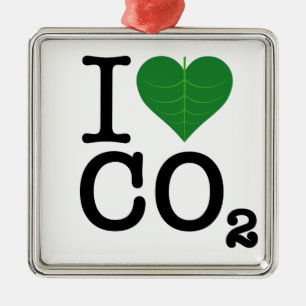 I Herz CO2 Silbernes Ornament