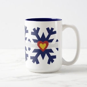 I Herz-Colorado-Flaggen-Schneeflocke Zweifarbige Tasse