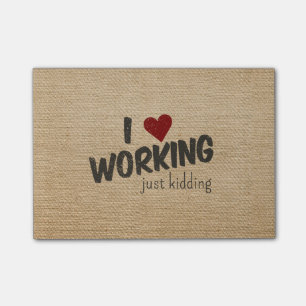 I Herz, das lustige arbeitet Leinwand gerade, Post-it Klebezettel