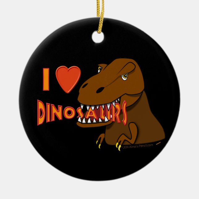 I Herz-Dinosaurier-Cartoon Tyrranosaurus Rex der Keramik Ornament (Vorne)