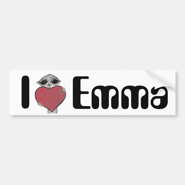 I Herz-Emma-alien Autoaufkleber (Vorne)