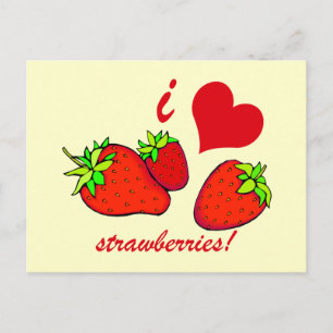 I Herz Erdbeeren Postkarte