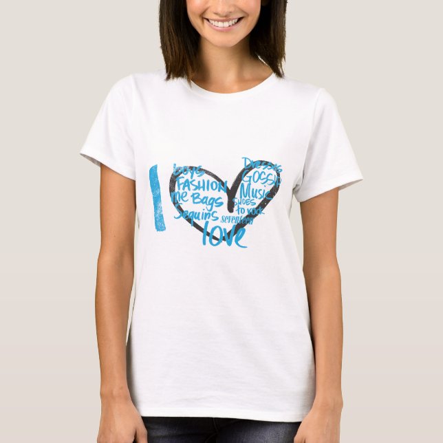 I Herz-Graffiti-Aqua T-Shirt (Vorderseite)