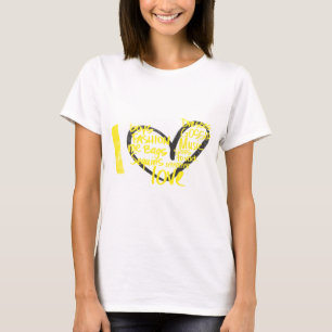 I Herz-Graffiti-Gelb T-Shirt