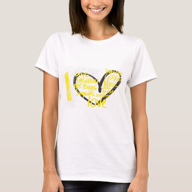 I Herz-Graffiti-Gelb T-Shirt (Vorderseite)
