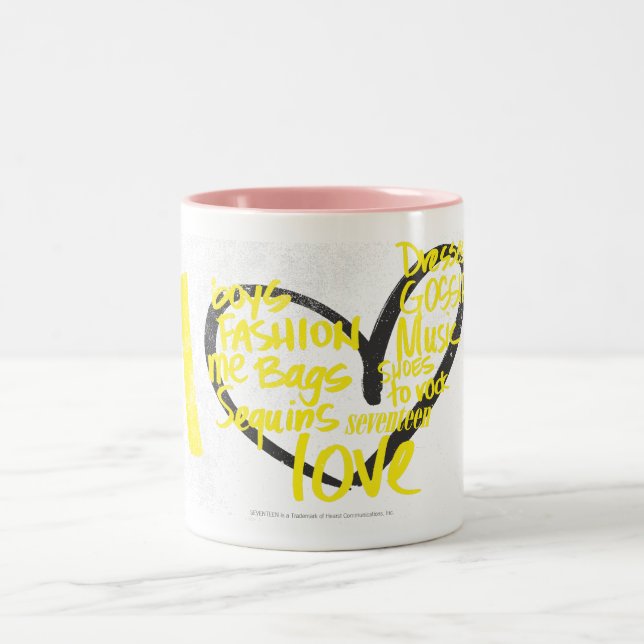 I Herz-Graffiti-Gelb Zweifarbige Tasse (Mittel)