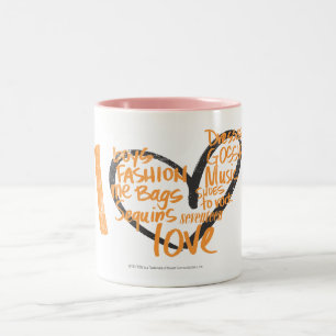 I Herz-Graffiti-Orange Zweifarbige Tasse
