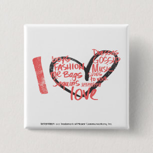 I Herz-Graffiti-Rosa Button