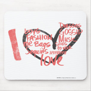 I Herz-Graffiti-Rosa Mousepad