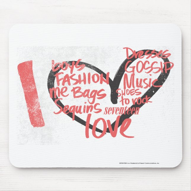 I Herz-Graffiti-Rosa Mousepad (Vorne)