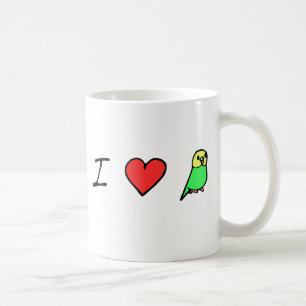 I Herz (grüne) Budgies Tasse