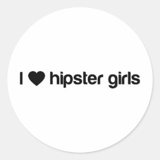 I (Herz-Hipster-Mädchen) Runder Aufkleber