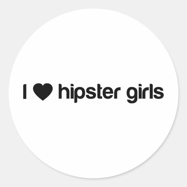 I (Herz-Hipster-Mädchen) Runder Aufkleber (Vorderseite)