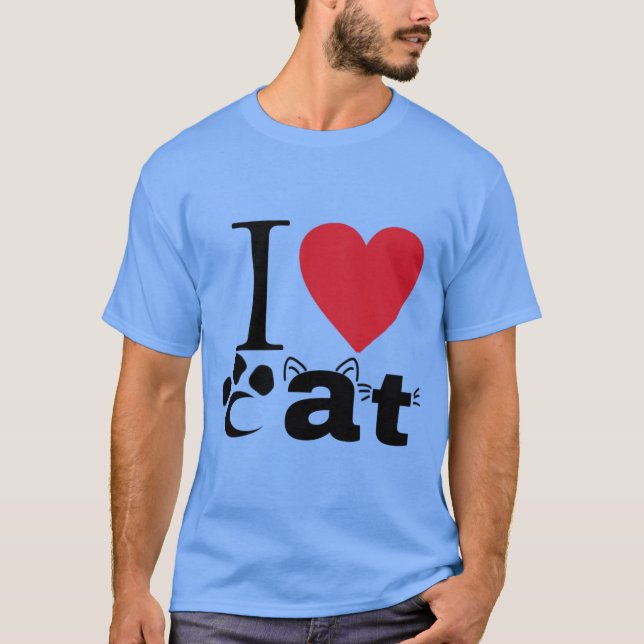 I Herz Katze T-Shirt (Vorderseite)