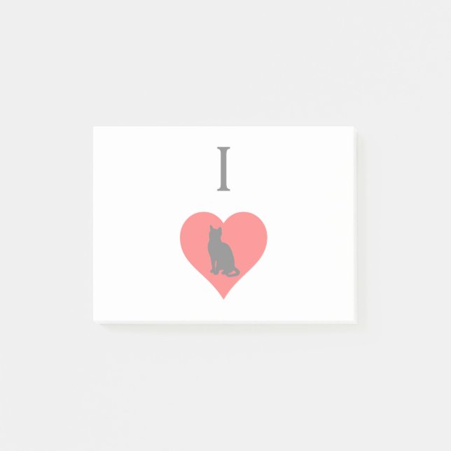 I Herz-Katzen Post-it Klebezettel (Vorderseite)