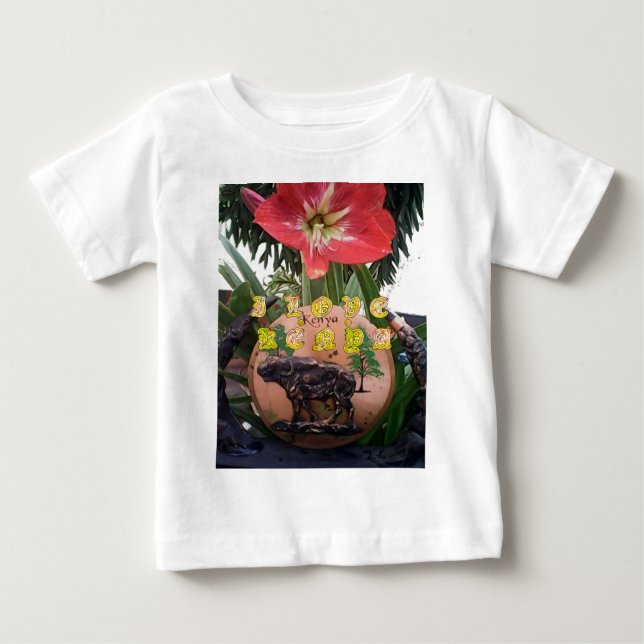 I (Herz) Kenya Buffalo Patch/Print Baby T-shirt (Vorderseite)