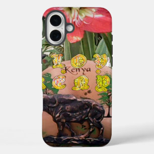 I (Herz) Kenya Buffalo Patch/Print iPhone 16 Plus Hülle