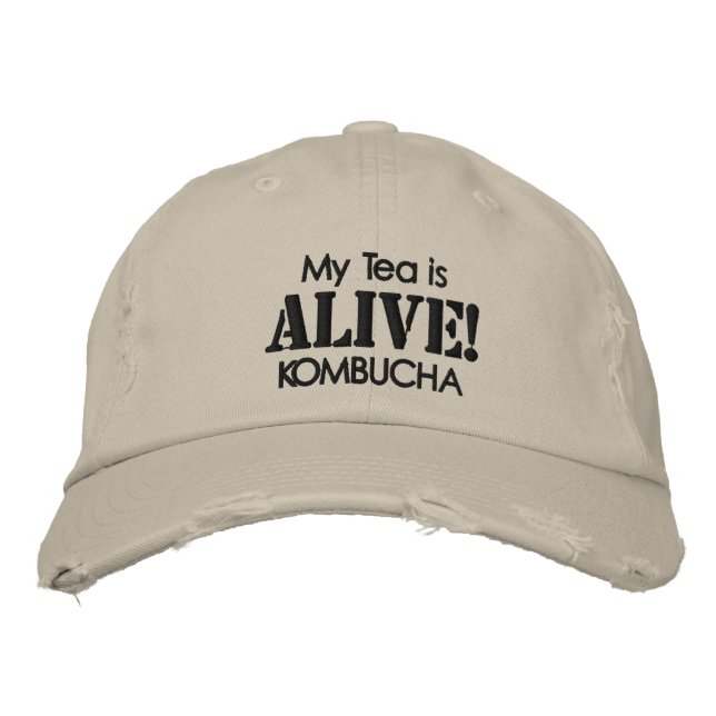 I Herz Kombucha Bestickte Baseballkappe (Vorderseite)