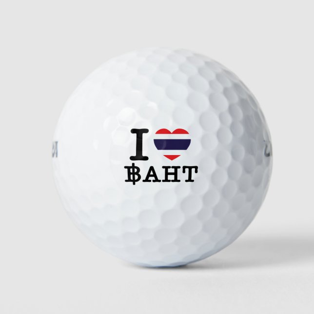 I Herz (Liebe) Baht Golfball (Vorderseite)
