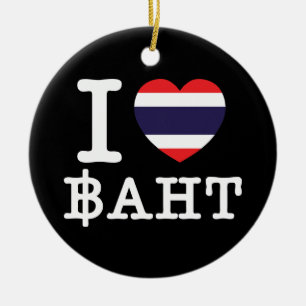 I Herz (Liebe) Baht Keramik Ornament