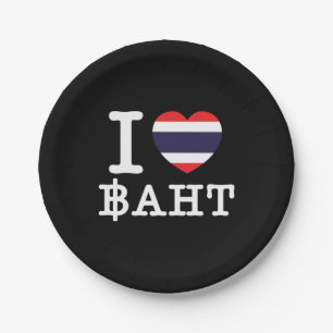 I Herz (Liebe) Baht Pappteller